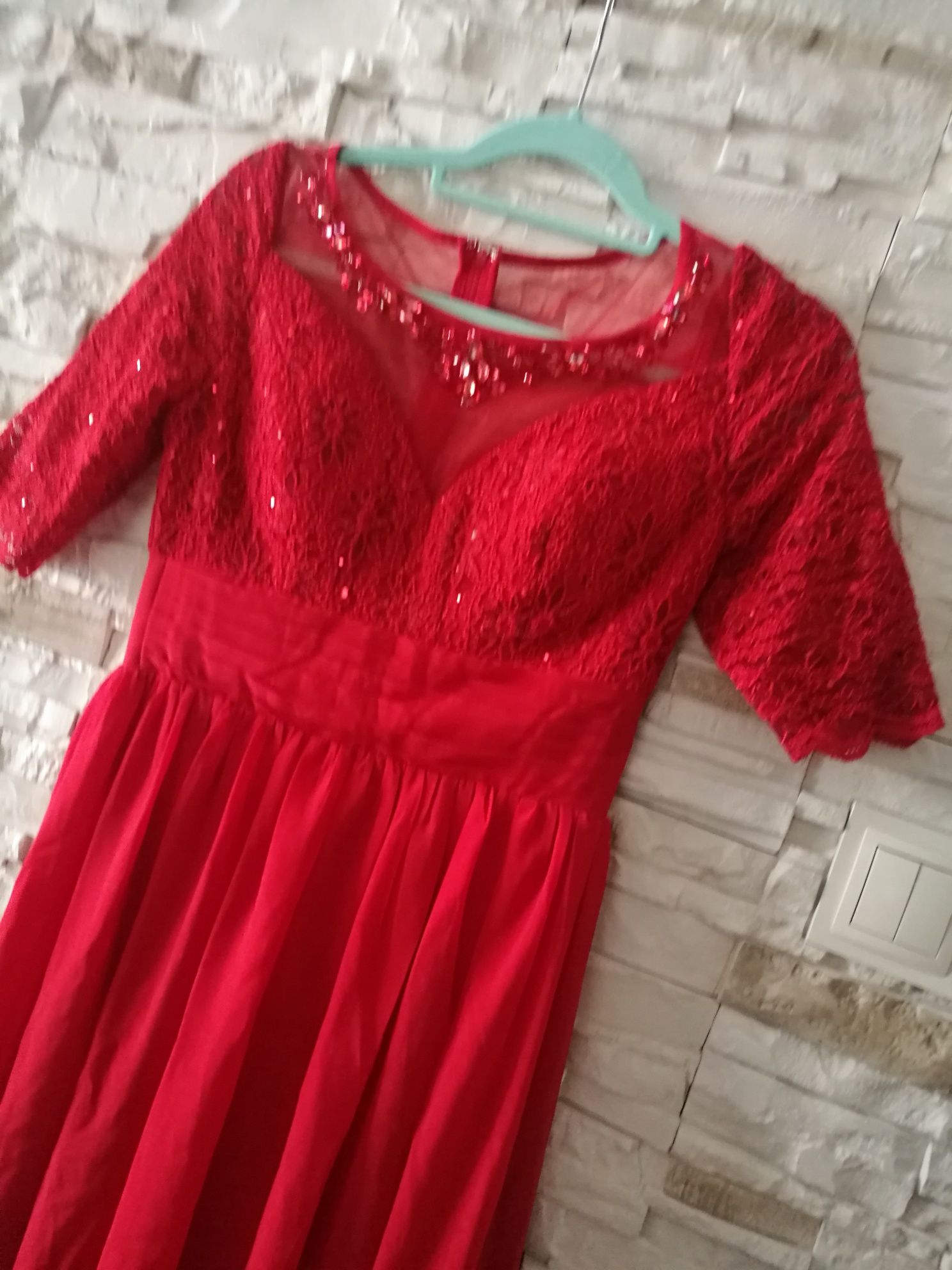 Suknia wieczorowa,balowa, weselna w kolorze czerwonym rozmiarze 36