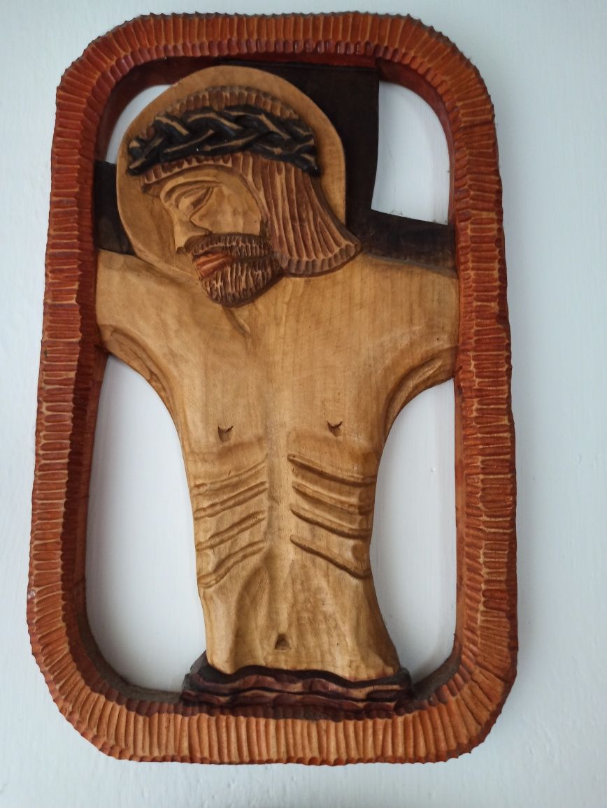 Płaskorzeźba Jezus, oryginalna w drewnie
