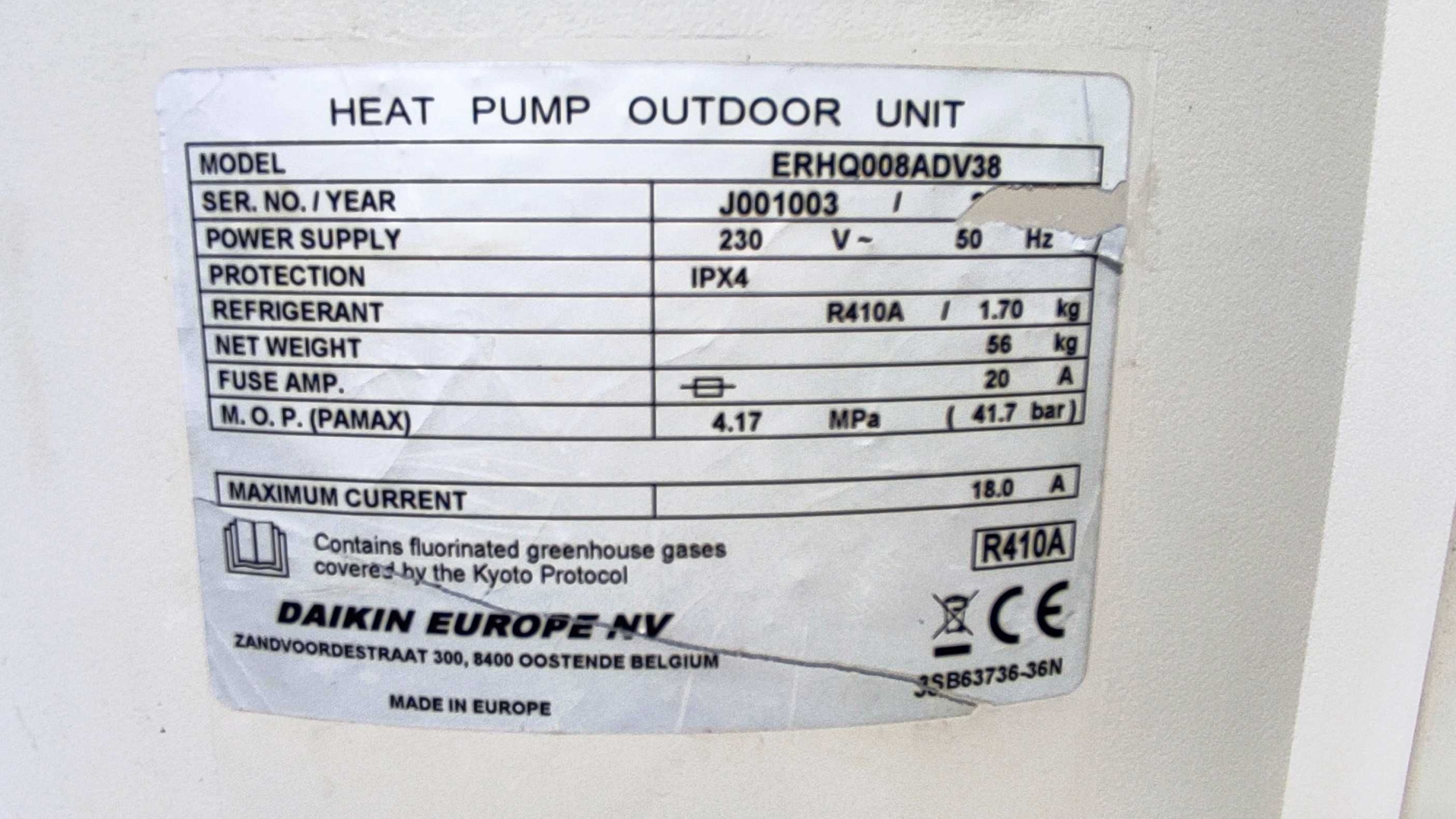 Pompa ciepła powietrze woda split DAIKIN split 6 / 8 KW