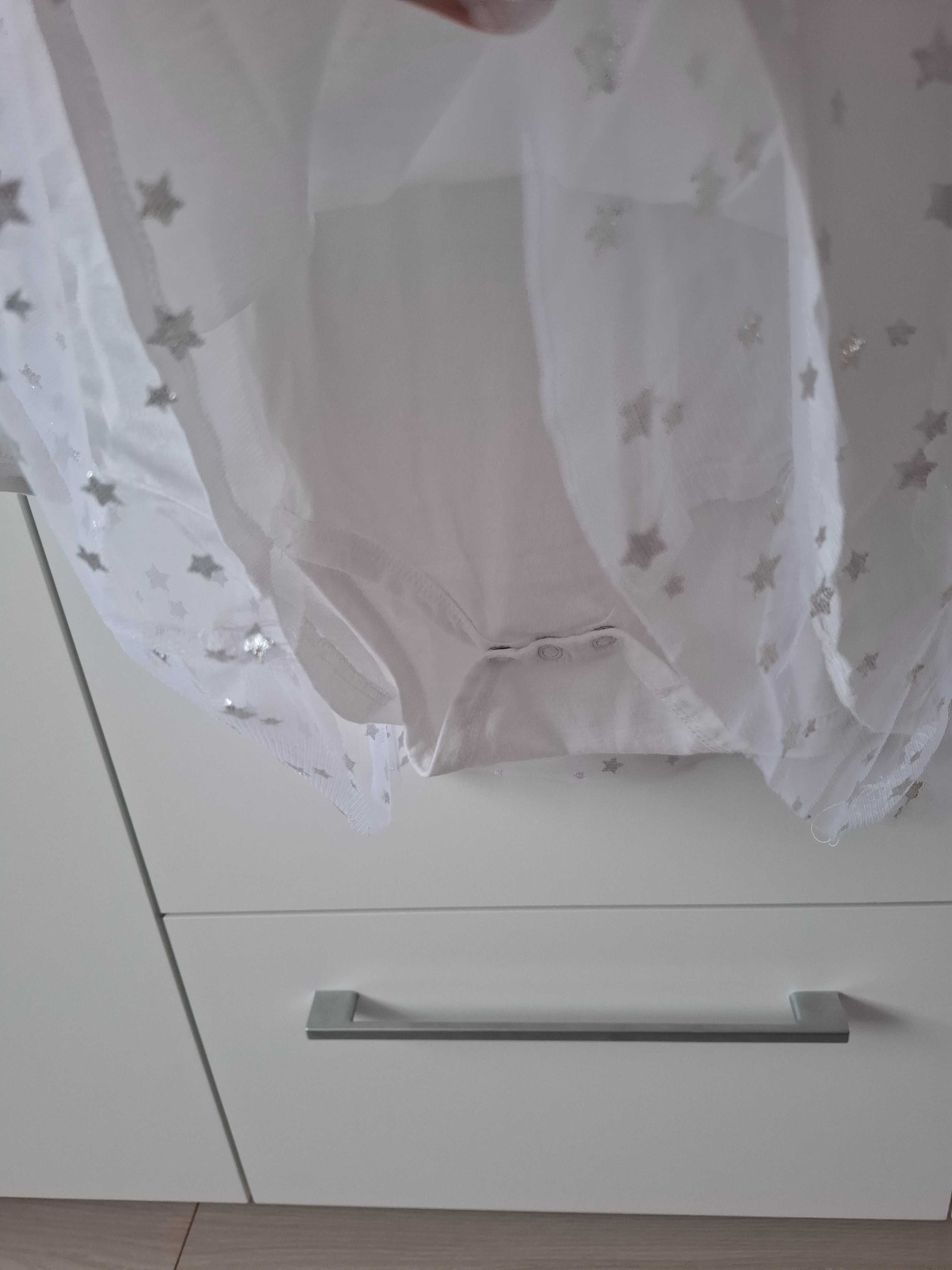 Sukienka biała w srebrne mieniące gwiazdki body Pepco 80 86