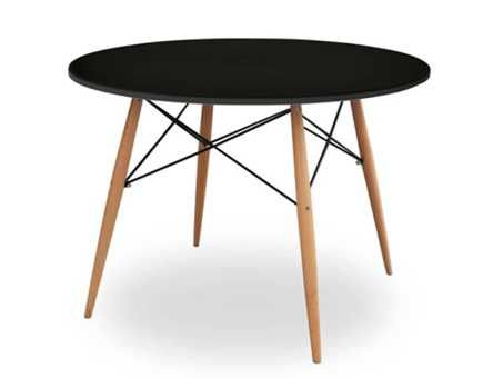 Stół kantyna okrągły czarny śr. 100 cm drewniane nóżki (1 szt.)