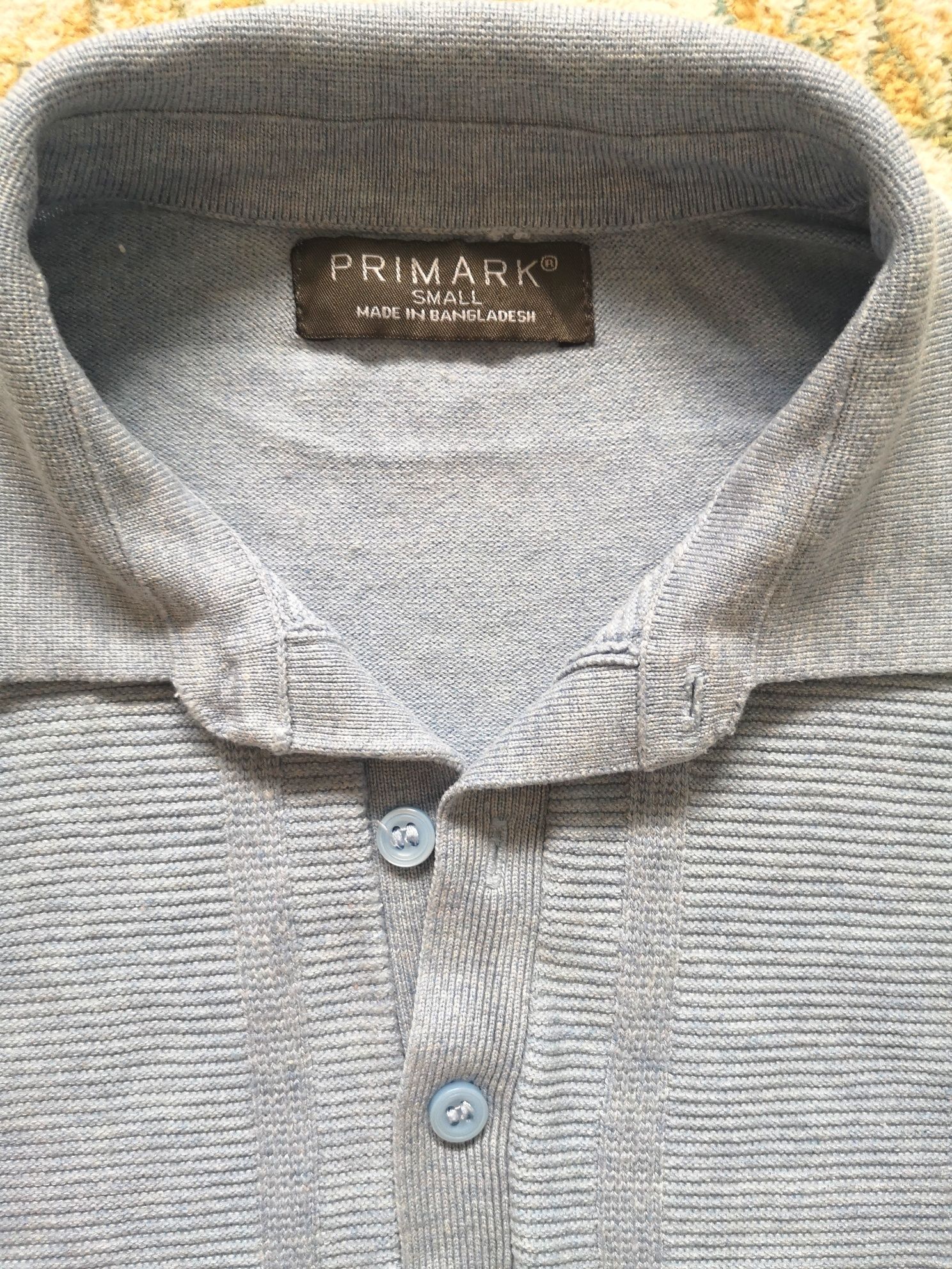 Sweterkowa koszulka polo z krótkim rękawem: PRIMARK - rozm.M błękitna