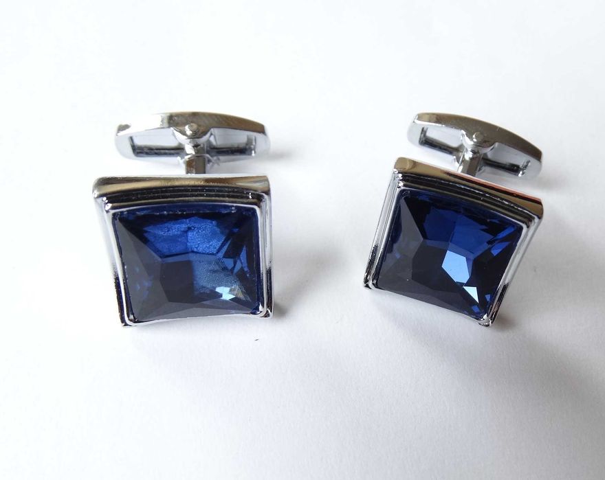 Klasyczne spinki do mankietów koszuli mankietowe niebieskie na ślub