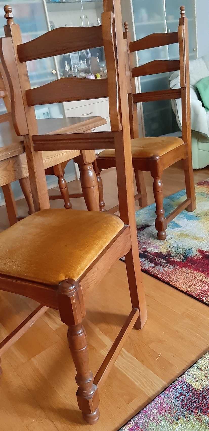 Meble do jadalni dębowe, stół i 4 krzesła