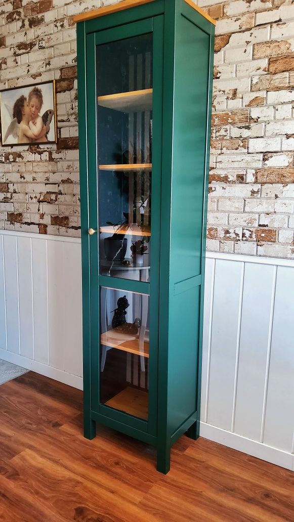 Kredens witryna regal drewniany słupek ikea hemnes szklany leksvik