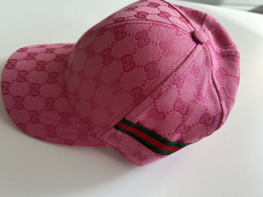 Rozowa czapka z daszkiem Gucci rozmiar uni