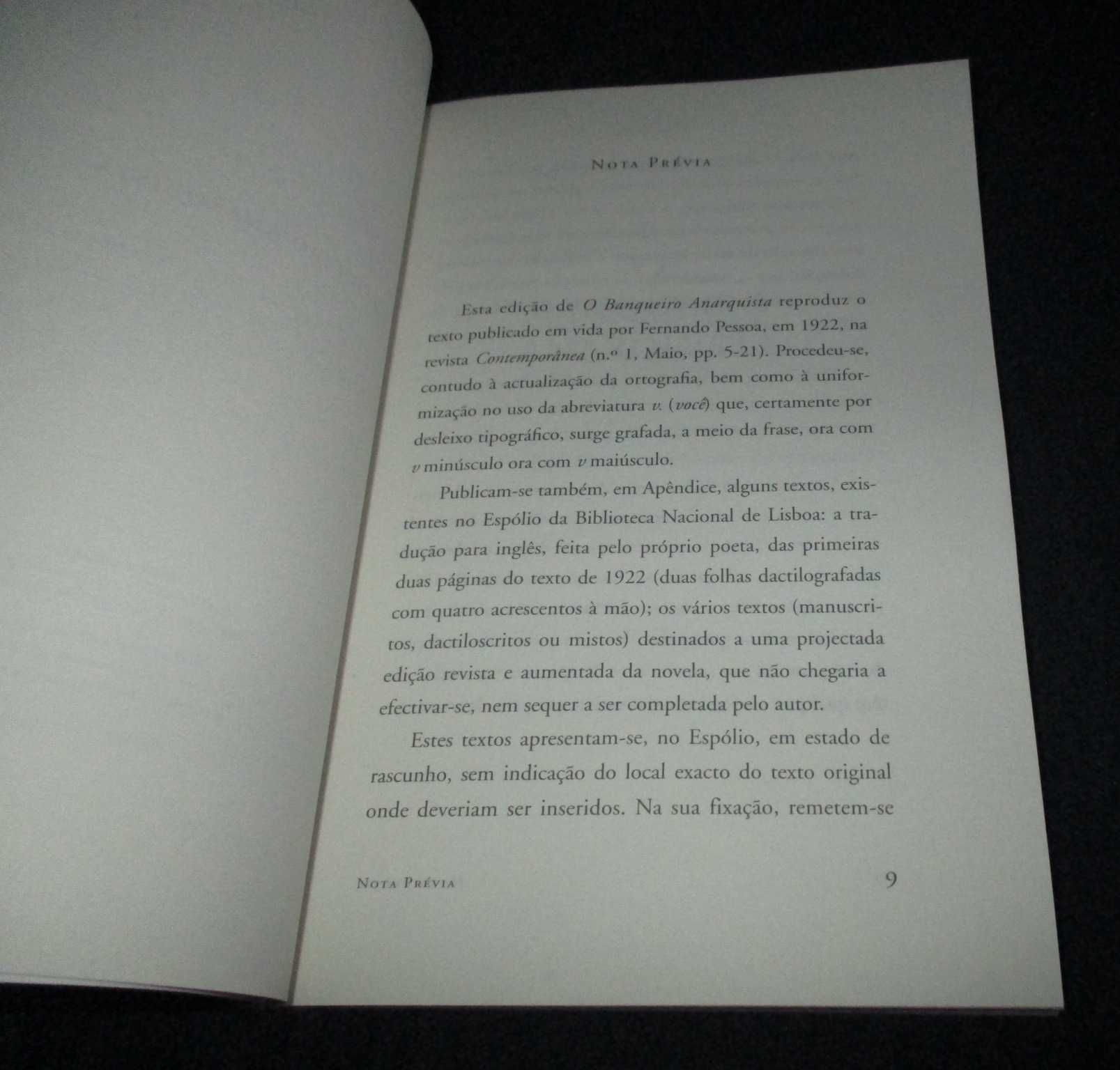 Livro O Banqueiro Anarquista Fernando Pessoa