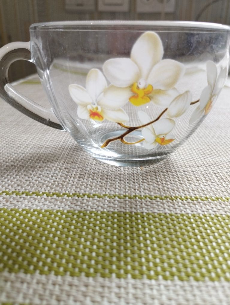 Чашка чайна скляна Орхідея