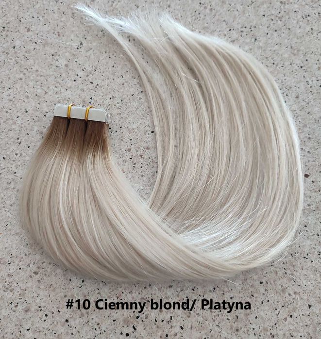 Włosy naturalne tape on metoda kanapkowa 48CM 20 taśm 50 gr + remover
