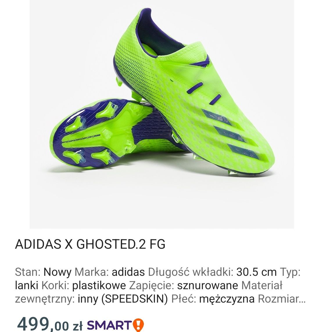 Nowe buty do piłki nożnej Adidas Ghosted 2 lanki pro korki 42.5 fast