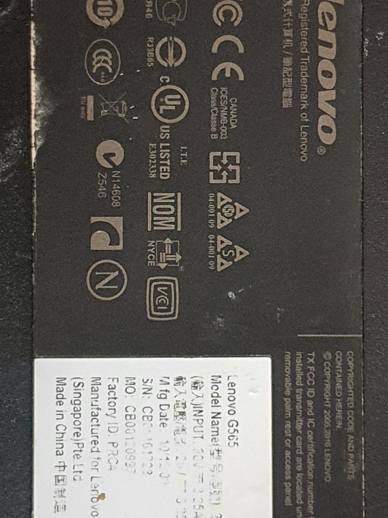Lenovo G565 разборка