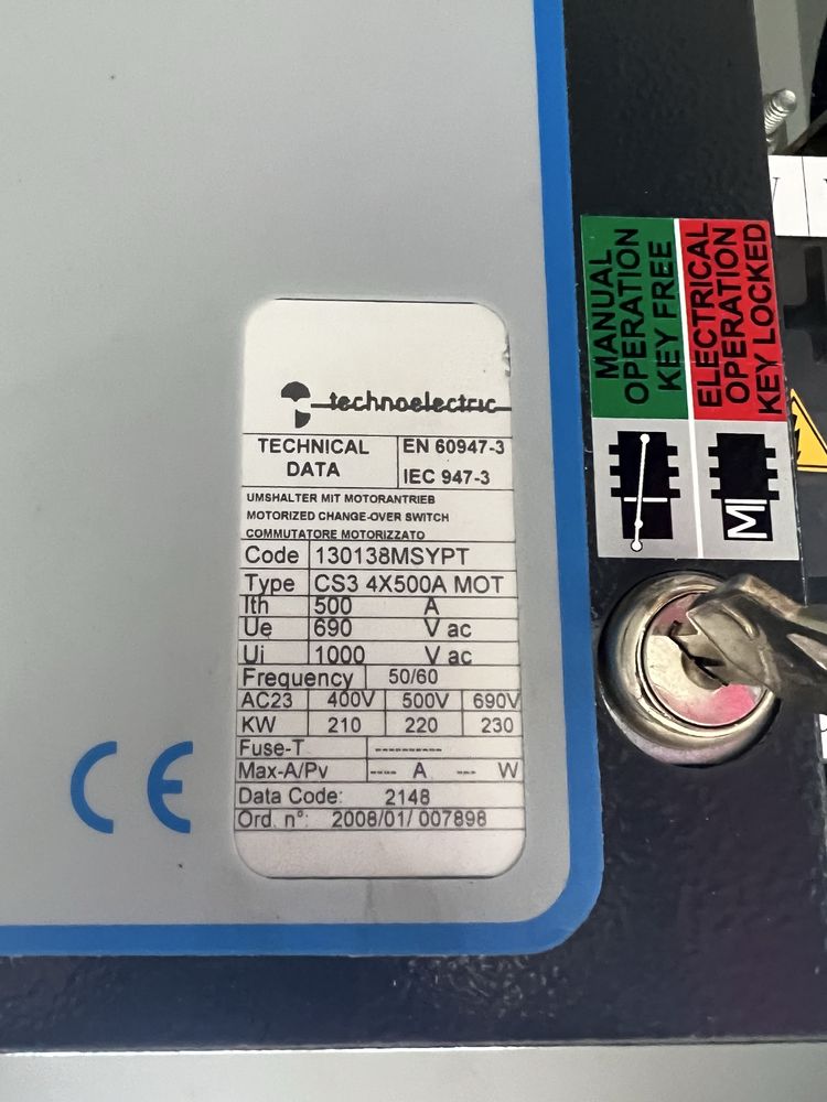 Automatyczny Przełącznik Zasilania SZR ATS 4 x 500A CS3