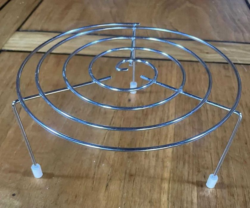 Suporte tripé 2 pratos micro-ondas em aço inoxidável
