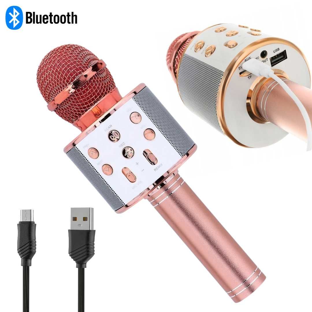 Zestaw do Karaoke Mikrofon GŁOŚNIK KARAOKE Różowy Bluetooth