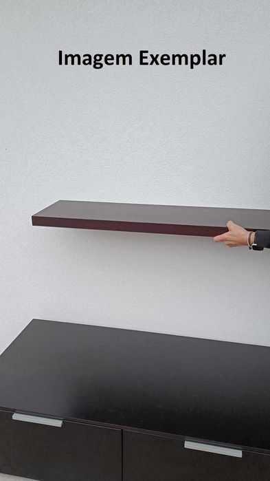 Conjunto de 2 Prateleiras Suspensas em Madeira Wengé