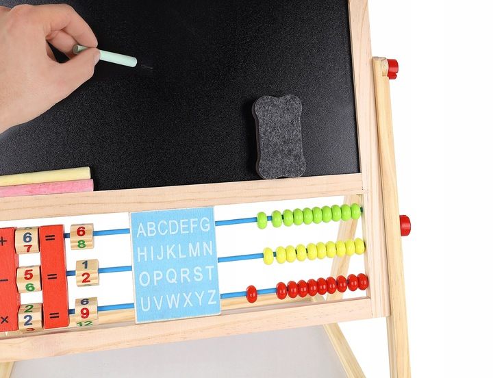 Tablica Magnetyczna Suchościeralna Kredowa Stojąca Dwustronna Drewnian