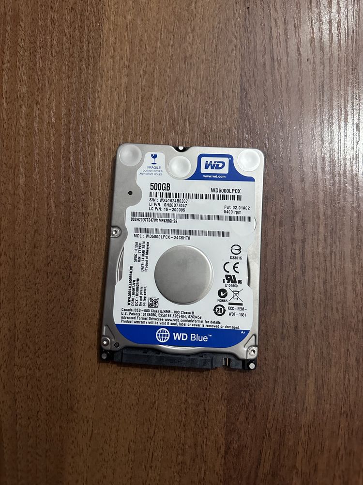 Жорсткий диск wd blue 500gb wd5000lpcx