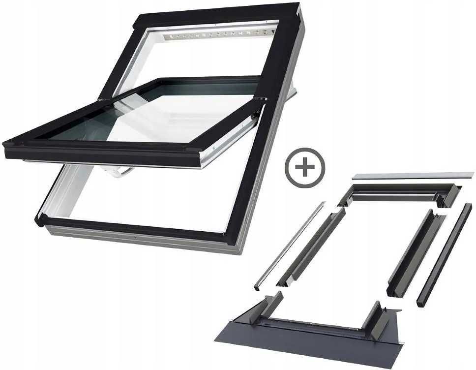 Okno Dachowe Fakro PTP-V/BC U4 78x118  Ral 9005 Czarne z Kołnierzem