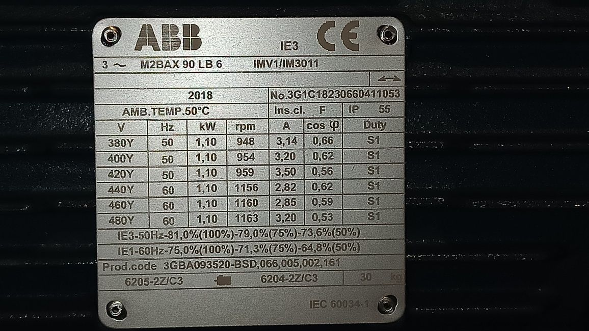 Silnik elektryczny ABB 1,1 kW nowy