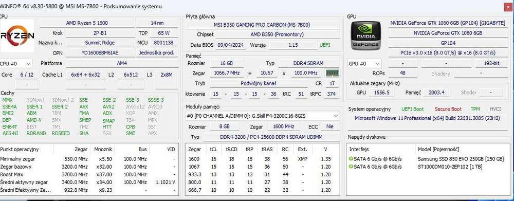 komputer do gier gamingowy Ryzen 5 GeForce GTX  WINDOWS 11 PRO tip top