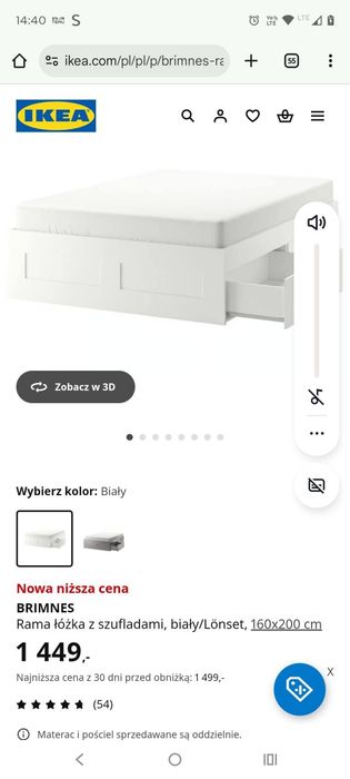 Łóżko Ikea Brimnes