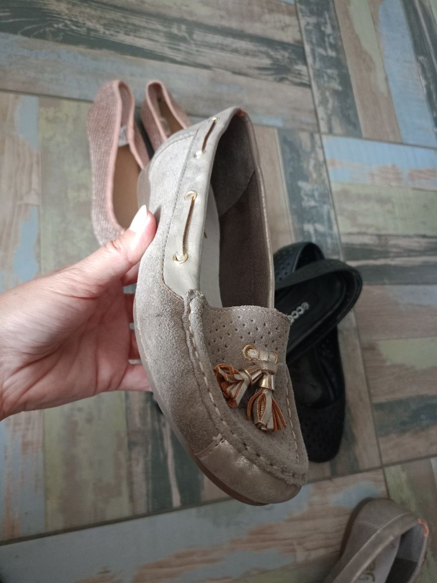 Buty damskie mokasyny Rieker, baleriny Ecco