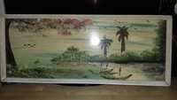 Pintura sobre madeira Pintor Silva Motivos africanos