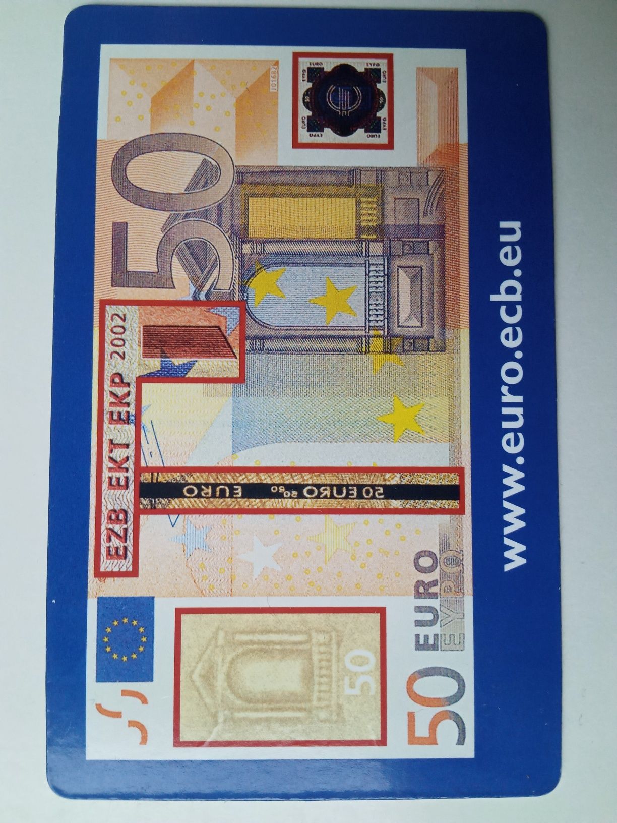 Karty 20 / 50 euro - trójwymiarowe, hologram