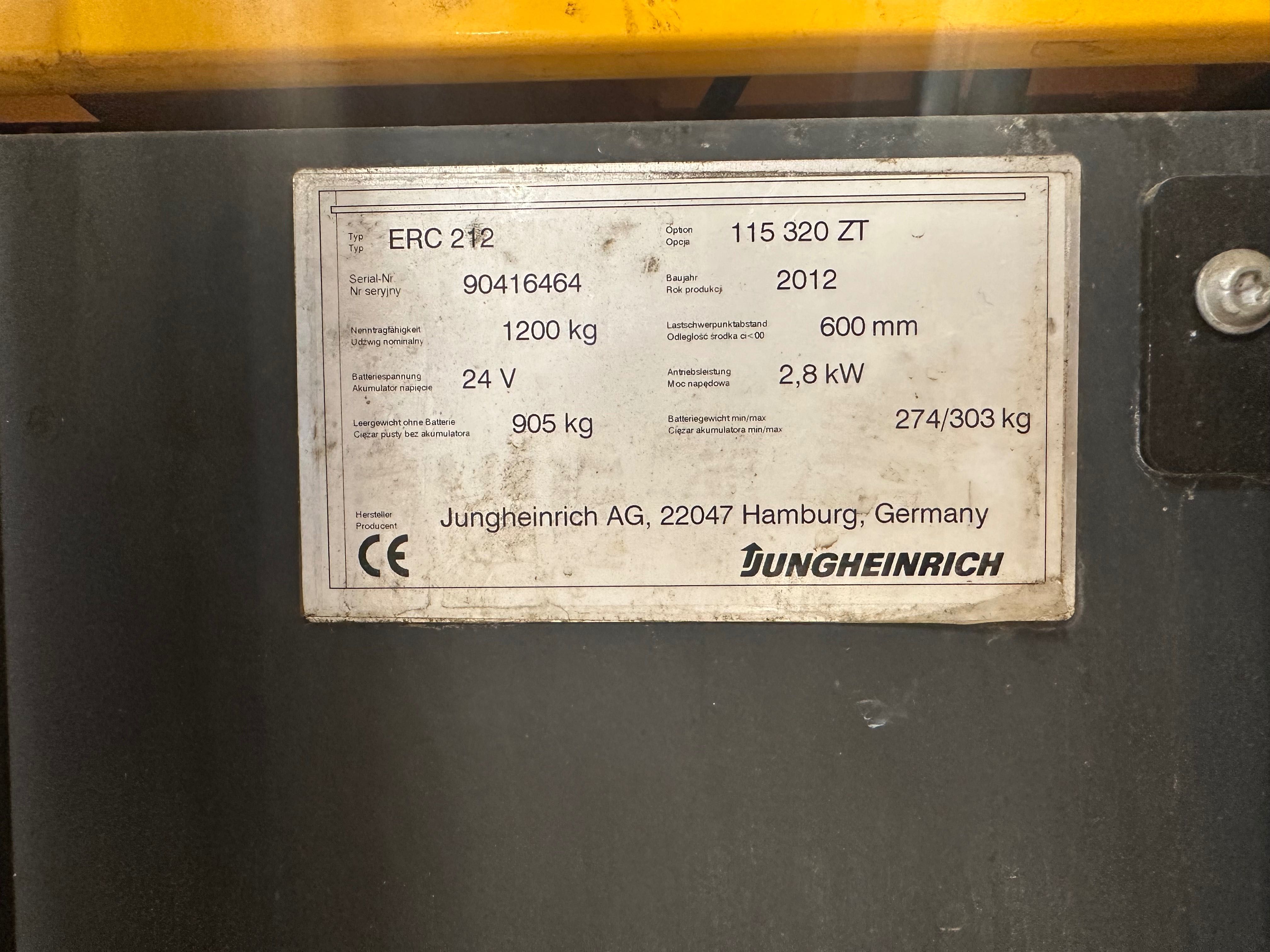 Wózek widłowy paleciak  Jungheinrich ERC 212 + prostownik