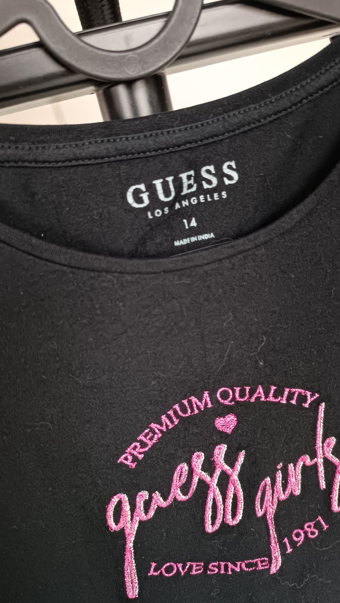Bluzka guess t-shirt 14 lat 164 XS/S czarna z tiulem