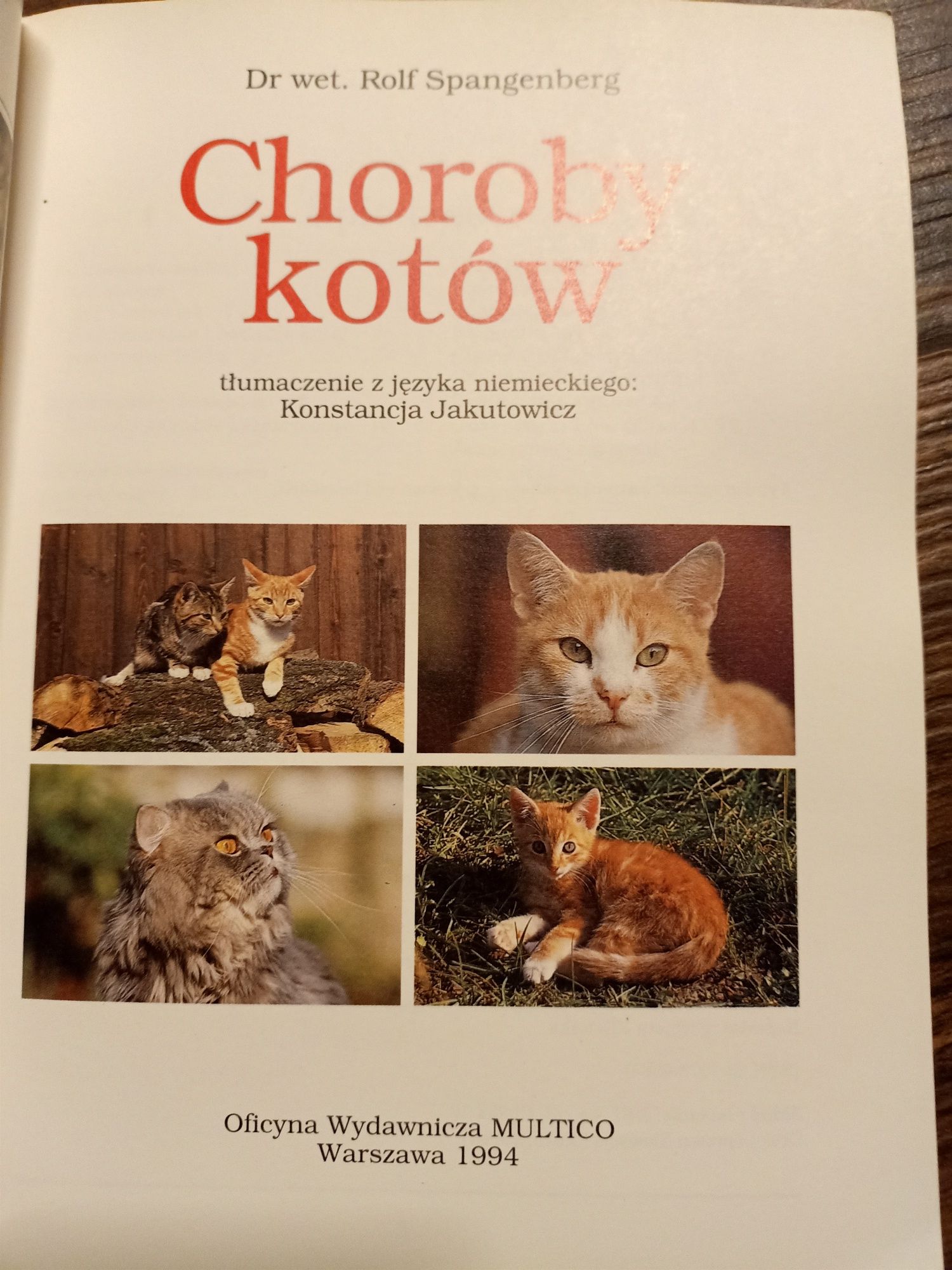 Książka choroby kotów Rolf spangenberg 1994