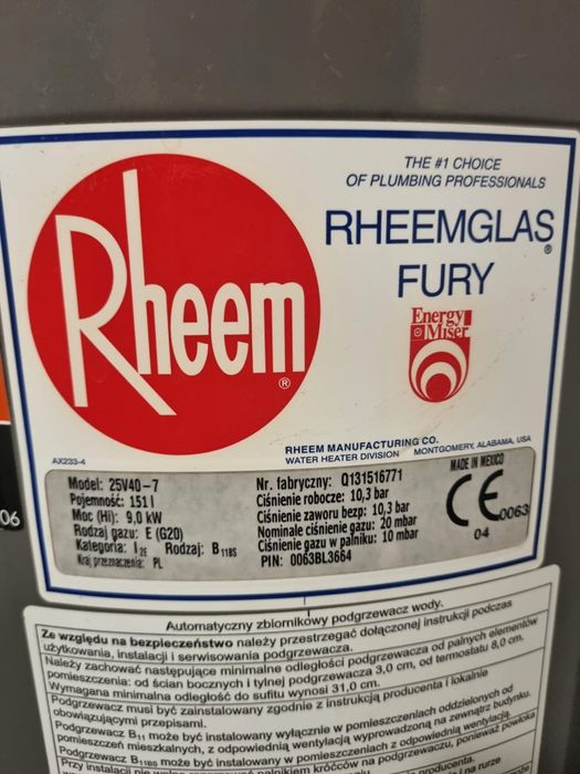 Podgrzewacz wody gazowy 151L Rheem Americanos