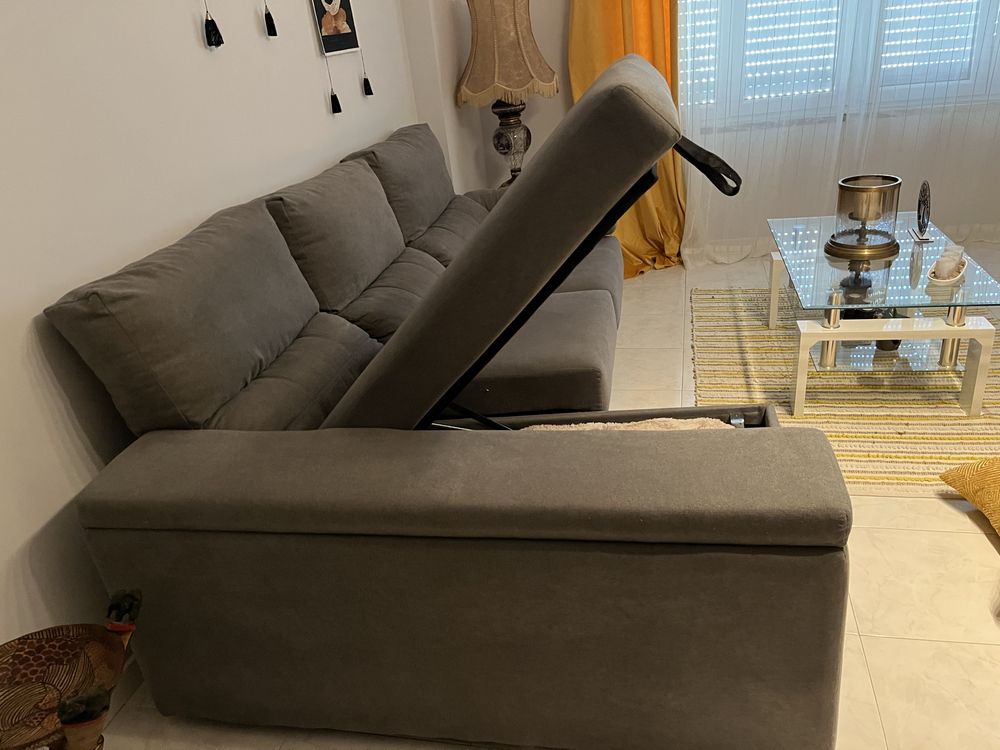 Vendo sofa com chaise long cinza antracite
