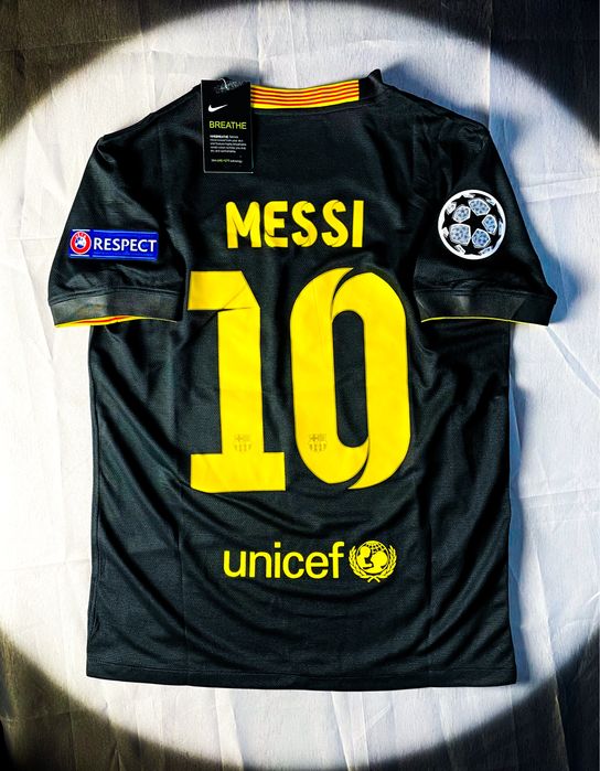 (L) Messi #10 Barcelona Black Away Kit Jersey Champions League 2013/14
