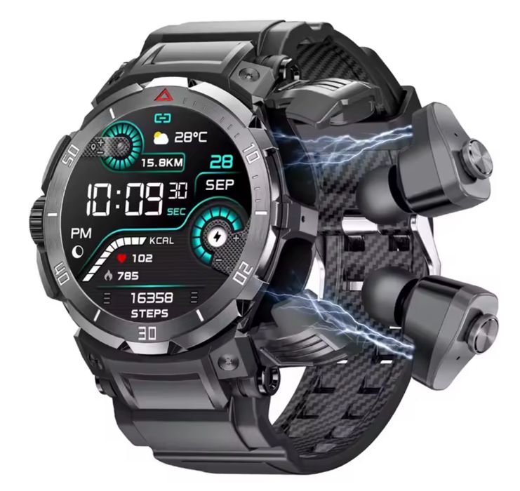 GT100 Pro — смарт-годинник із вбудованими TWS-навушниками (“2 в 1”)
