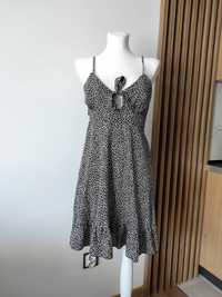 Sukienka mini w stokrotki na ramiączkach z wiązaniem hit viral S