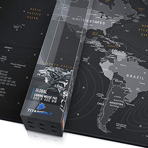 TITANWOLF - XXL Speed Gaming Podkładka pod Mysz World Map 900 x 400 mm