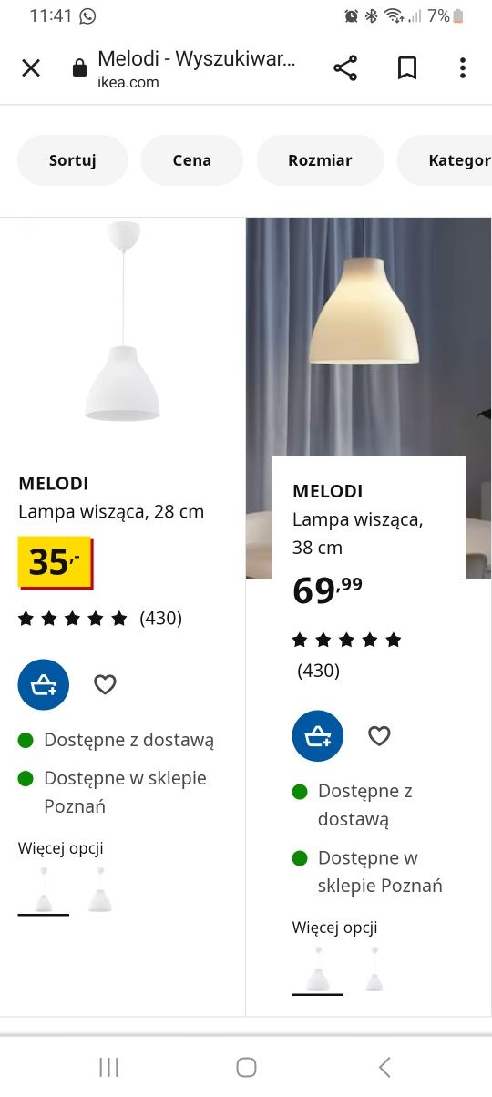 Lampa duża Ikea Melodi