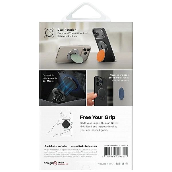 Uchwyt magnetyczny UNIQ Grivix Classic 360 Mount&Grip Stand - czarny