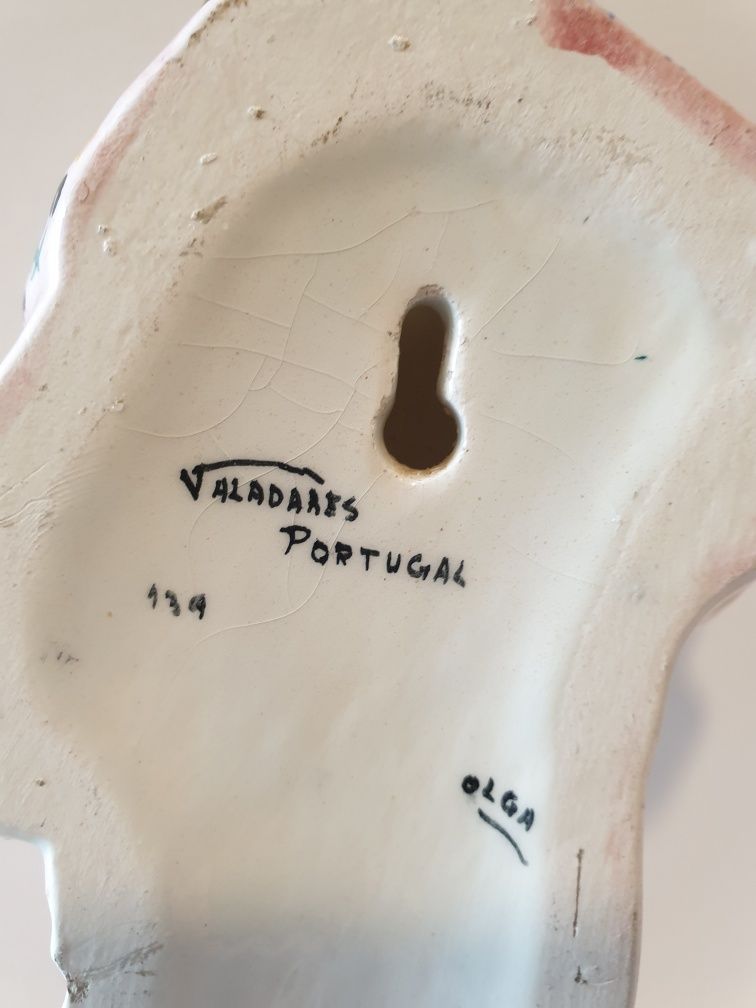 Rara jarra de parede "gueixa" vintage em cerâmica Valadares assinada O