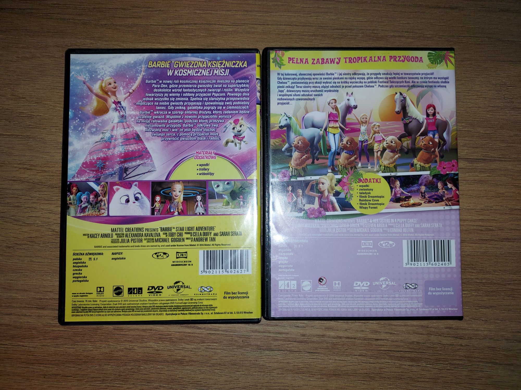 Barbie Gwiezdna przygoda i Na tropie piesków dwie bajki filmy na DVD