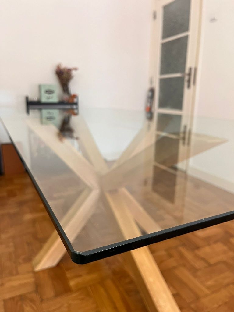 Mesa jantar de vidro