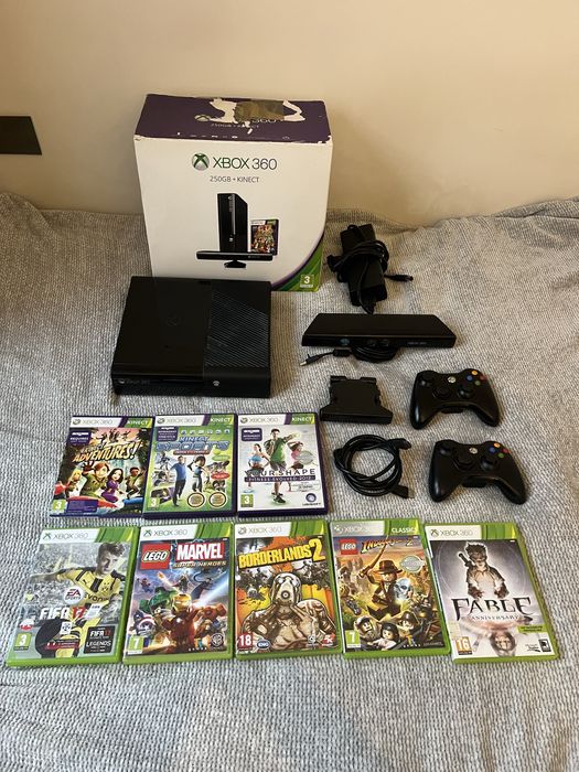 Gra Konsola Xbox 360 kinect, 2 pady, gry, pudelko ZESTAW