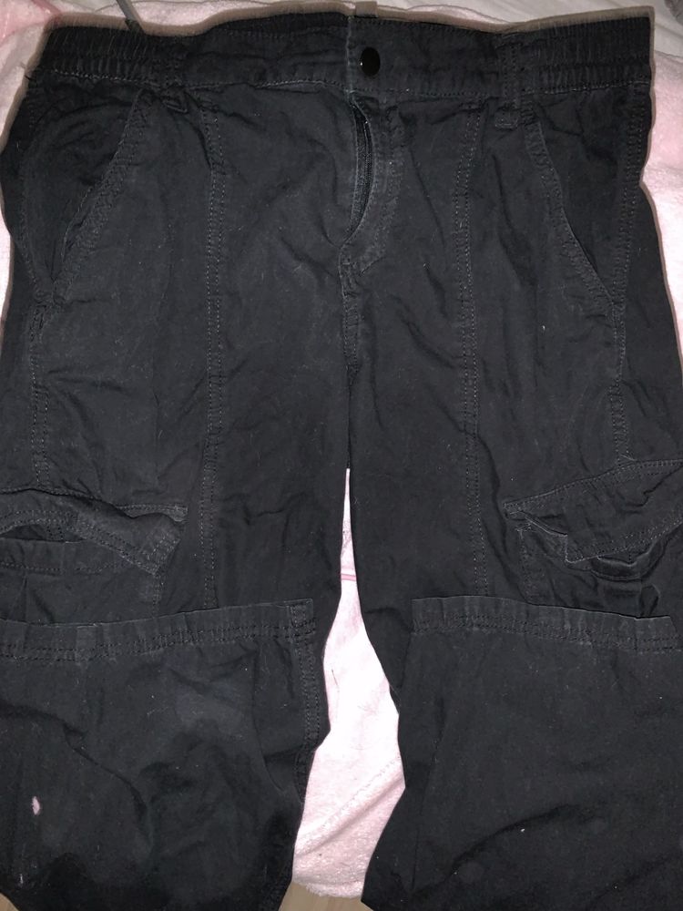 spodnie cargo czarne szerokie h&m
