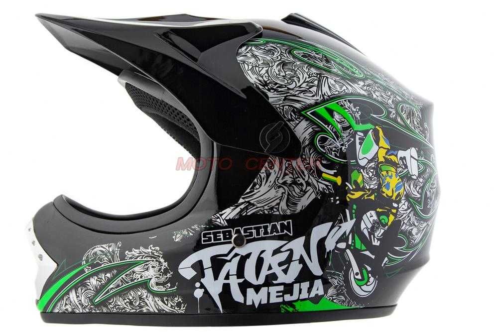 Kask Crossowy City-Bike Dziecięcy Junior Tatan Czarny z Zielonym