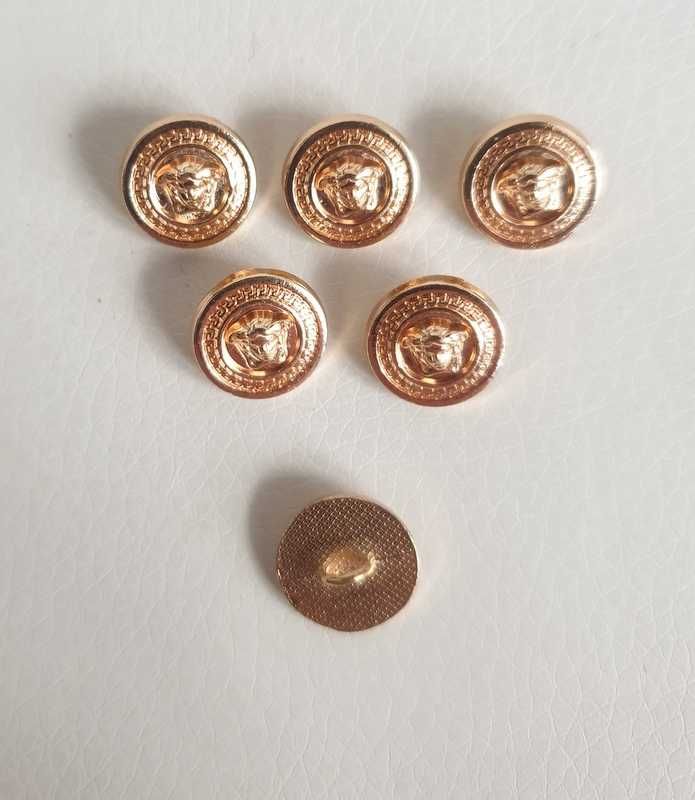 Guziki złote metal logo Meduza Versace małe średnica 1,2cm 6szt.