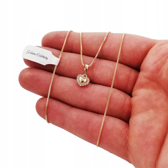 Złoty Łańcuszek Serce Serduszko Prezent Dla Niej 18k + Dedykacja Grati