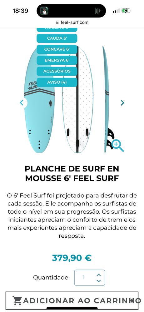 Prancha de surf Softboard 6’0 41L