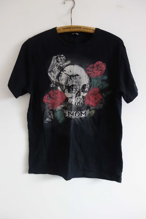 T-shirt unisex czarny grafika trupia czaszka róże Only&Sons bawełna