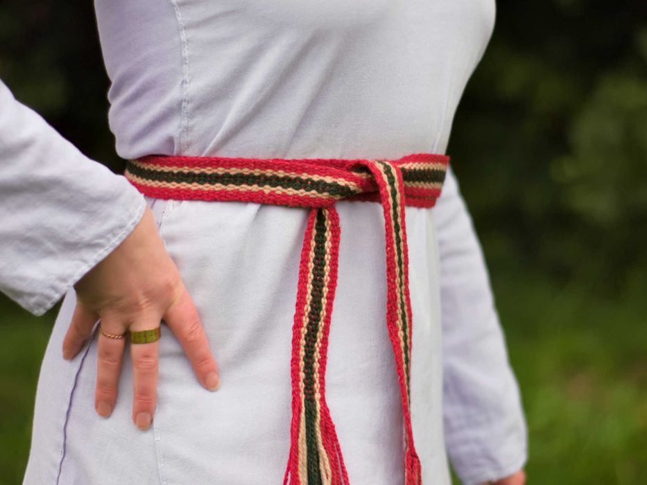 Krajka ręcznie tkana z wełny do rekonstrukcji Słowianie Wikingowie